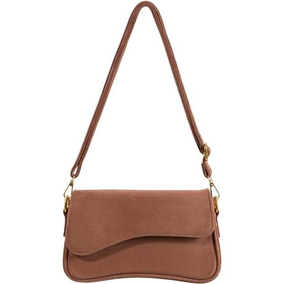 Shoulder Bag Vegan Leather with 2 Removable Strap Camel - Picture 1 of 5